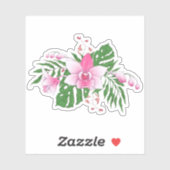 カラフル熱帯の花葉と配置 シール (シート)