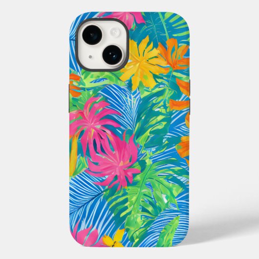 カラフル熱帯の花葉と Case-Mate iPhoneケース (裏面)