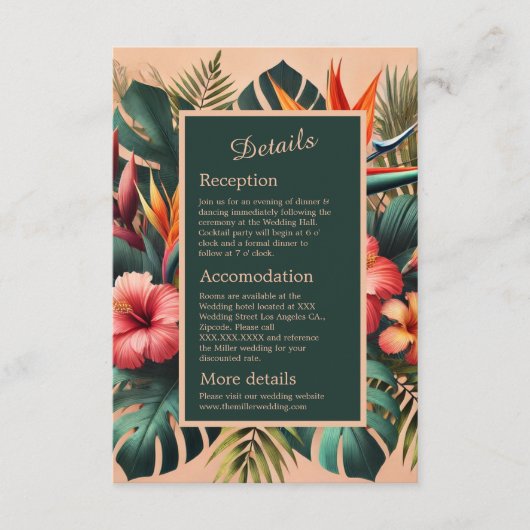 カラフル熱帯ハワイフローラ結婚エンクロス エンクロージャーカード (正面)
