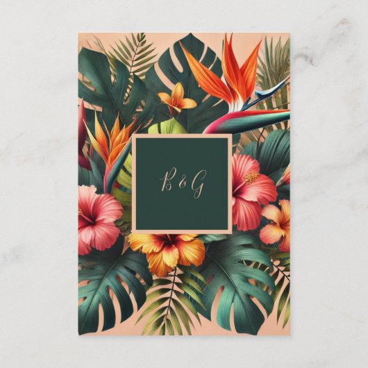 カラフル熱帯ハワイフローラ結婚エンクロス エンクロージャーカード (裏面)