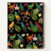 カラフル熱帯パロッ葉ト、花モノグラム ノートブック (裏面)