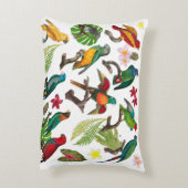 カラフル熱帯パロッ葉ト、花 アクセントクッション (裏面(縦))