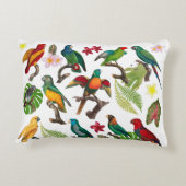 カラフル熱帯パロッ葉ト、花 アクセントクッション (裏面)