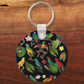カラフル熱帯パロッ葉ト、花 キーホルダー (正面)