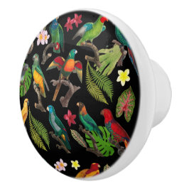 カラフル熱帯パロッ葉ト、花 セラミックノブ