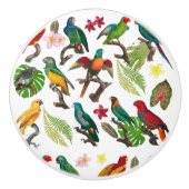 カラフル熱帯パロッ葉ト、花 セラミックノブ (正面)