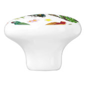 カラフル熱帯パロッ葉ト、花 セラミックノブ (側面)