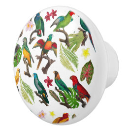 カラフル熱帯パロッ葉ト、花 セラミックノブ