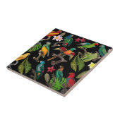 カラフル熱帯パロッ葉ト、花 タイル (側面)