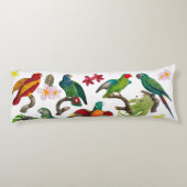 カラフル熱帯パロッ葉ト、花 ボディピロー (裏面)