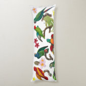 カラフル熱帯パロッ葉ト、花 ボディピロー (裏面 (縦))