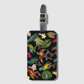 カラフル熱帯パロッ葉ト、花 ラゲッジタグ (正面縦)