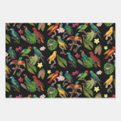 カラフル熱帯パロッ葉ト、花 ラッピングペーパーシート (正面3)