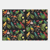 カラフル熱帯パロッ葉ト、花 ラッピングペーパーシート (正面)