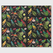 カラフル熱帯パロッ葉ト、花 ラッピングペーパー (フラット)