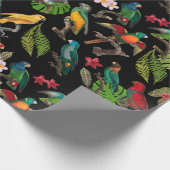 カラフル熱帯パロッ葉ト、花 ラッピングペーパー (角)