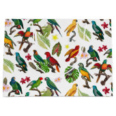 カラフル熱帯パロッ葉ト、花 ラージペーパーバッグ (正面)