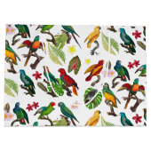 カラフル熱帯パロッ葉ト、花 ラージペーパーバッグ (裏面)