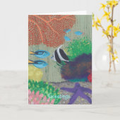 カラフル熱帯絵画魚のグリーティングカード カード (黄色い花)
