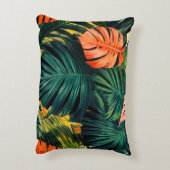 カラフル熱帯葉の花とハイビスカス | アクセントクッション (裏面(縦))