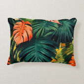 カラフル熱帯葉の花とハイビスカス | アクセントクッション (裏面)
