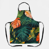 カラフル熱帯葉の花とハイビスカス | エプロン (正面)