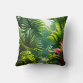 カラフル熱帯葉の花とハイビスカス | クッション (裏面)