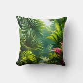 カラフル熱帯葉の花とハイビスカス | クッション (正面)