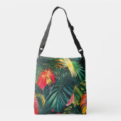 カラフル熱帯葉の花とハイビスカス | クロスボディバッグ (裏面)