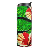 カラフル熱帯葉の花とハイビスカス | タンブラー (回転左)