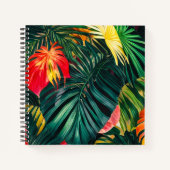 カラフル熱帯葉の花とハイビスカス | ノートブック (正面)