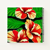 カラフル熱帯葉の花とハイビスカス | ノートブック (裏面)
