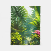 カラフル熱帯葉の花とハイビスカス | フリースブランケット (正面)