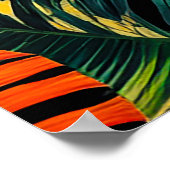 カラフル熱帯葉の花とハイビスカス | ポスター (角)