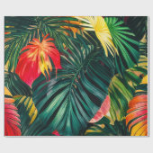 カラフル熱帯葉の花とハイビスカス | ラッピングペーパー (フラット)