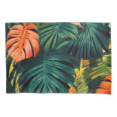 カラフル熱帯葉の花とハイビスカス | 枕カバー (正面左)