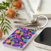 カラフル熱帯離れ花柄 キーホルダー (正面右)