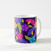 カラフル熱帯離れ花柄 コーヒーマグカップ (正面右)