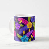 カラフル熱帯離れ花柄 コーヒーマグカップ (正面左)