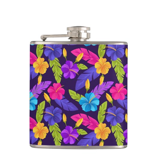 カラフル熱帯離れ花柄 フラスク (正面)