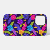 カラフル熱帯離れ花柄 iPhoneケース (裏面横)