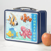 カラフル熱帯魚のパーソナライズされた子供 メタルランチボックス (インサイチュ)