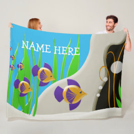 カラフル熱帯魚カスタムの子供の名前 フリースブランケット