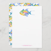 カラフル熱帯魚パーソナライズされた文具 ノートカード (正面/裏面)