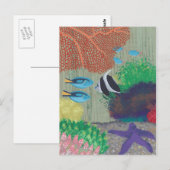カラフル熱帯魚絵を描はがき ポストカード (正面/裏面)