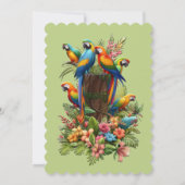 カラフル熱帯鳥と青鮮やかい植物 サンキューカード (裏面)