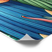 カラフル熱帯鳥と青鮮やかい植物 ポスター (角)