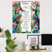 カラフル熱帯鳥と青鮮やかい植物 ポスター (ホームオフィス)
