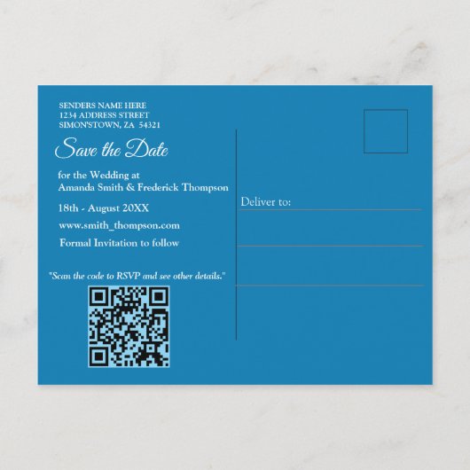 カラフル熱帯鳥と青鮮やかい植物 案内ポストカード (裏面)