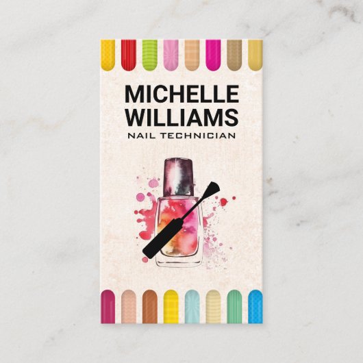 カラフル爪、 ネイル | 爪、 ネイルポリッシュボトル及びブラシ 名刺 (正面)